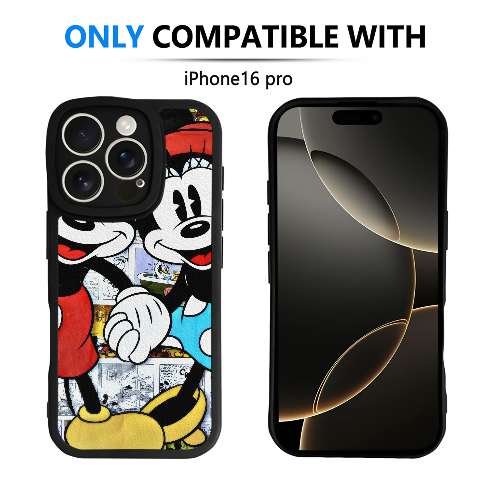 （画像用） ミッキーマウス Mickey Mouse 【iPhone 16シリーズ対応】シリコンスマホケース（レザー調） 材質：シリコン